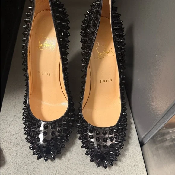 Christian Louboutin Black Spiked Heels - Picture 3 of 4